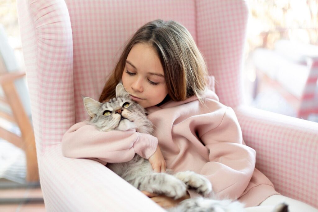 How to Ensure Your Cat is Happy: Tips and Advice 1 66a7f554fe4d58262f9957e1 girl cat sitting armchair 23 2148797410
