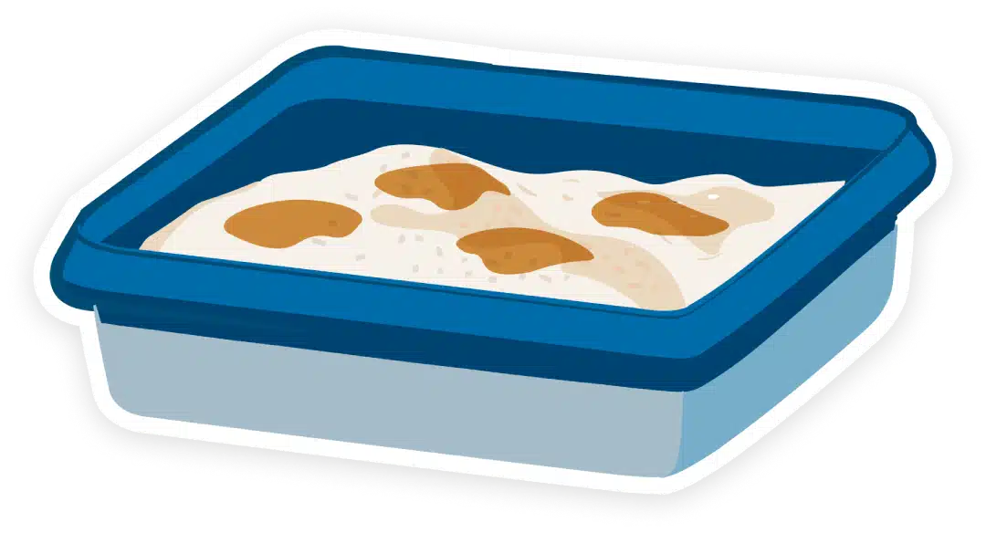 Bruine reactie in de kattenbakvulling